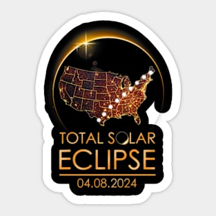 Total Solar Eclipse Shirts April 8 2024 America Map Totality Sticker